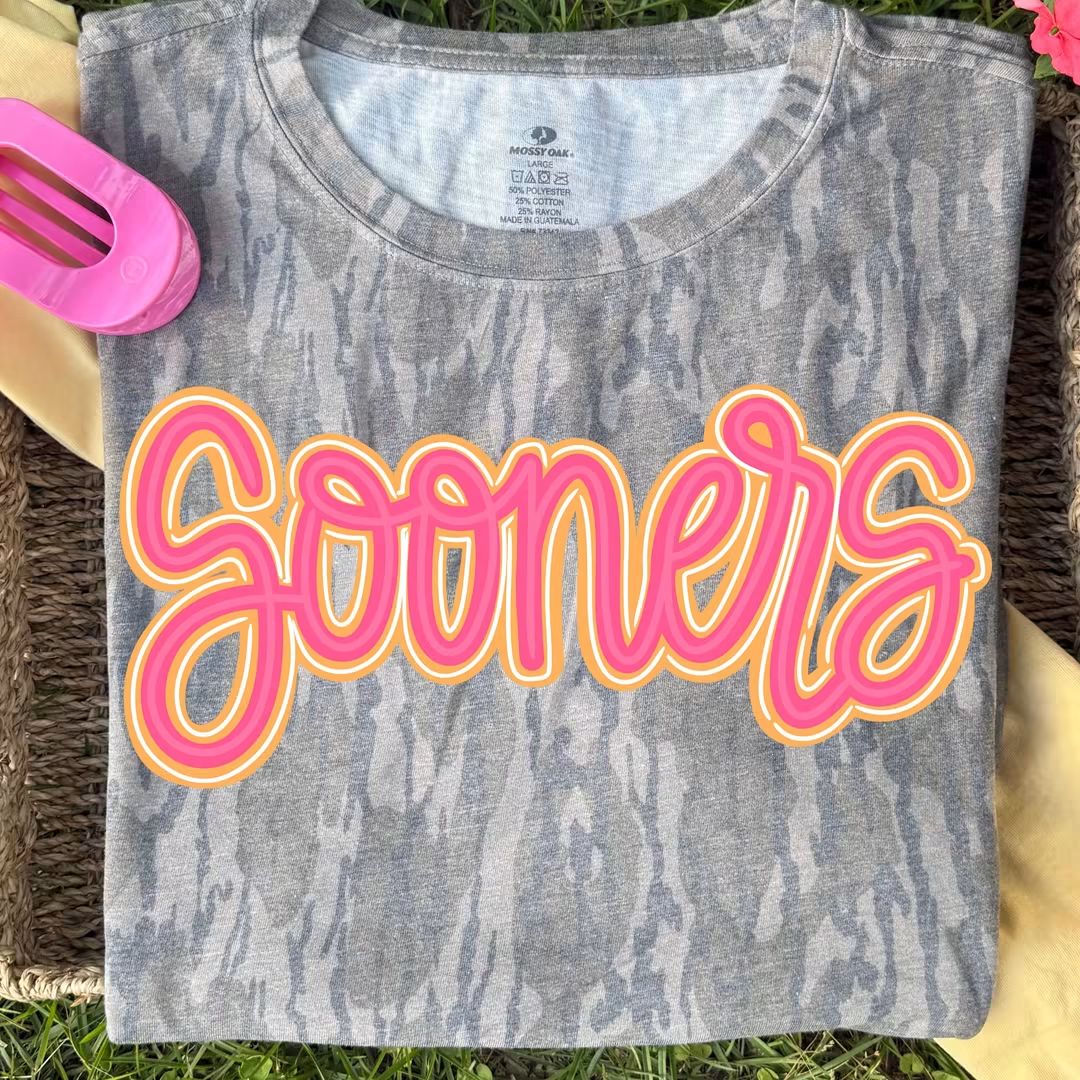 Sooners orange pink script DTF Transfer