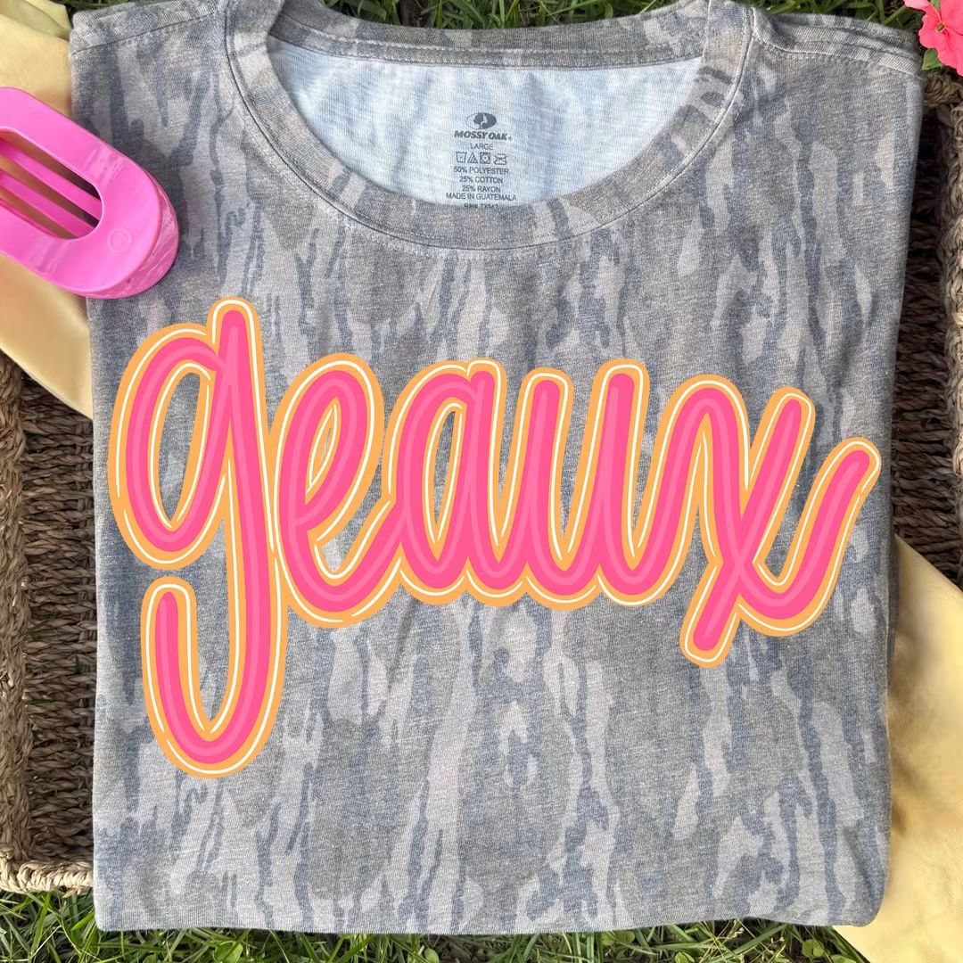 Geaux orange pink script DTF Transfer
