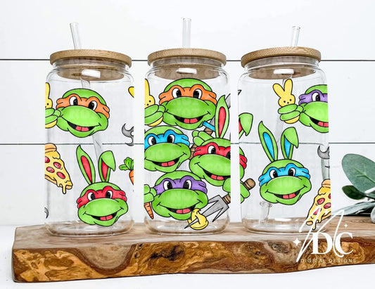 Turtle Bunnies-16oz libbey uv dtf wrap (NDC)
