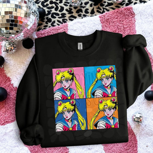 Moon Girl Color Pop Art Grid-DTF TRANSFER (WFD M25)