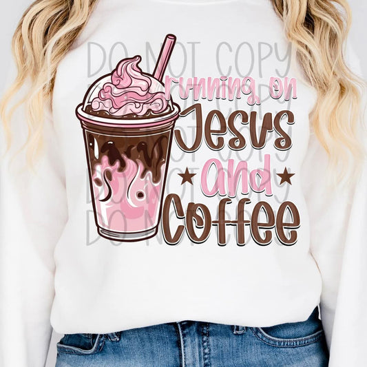 Running on Jesus and coffee-DTF TRANSFER (FDC MR25)