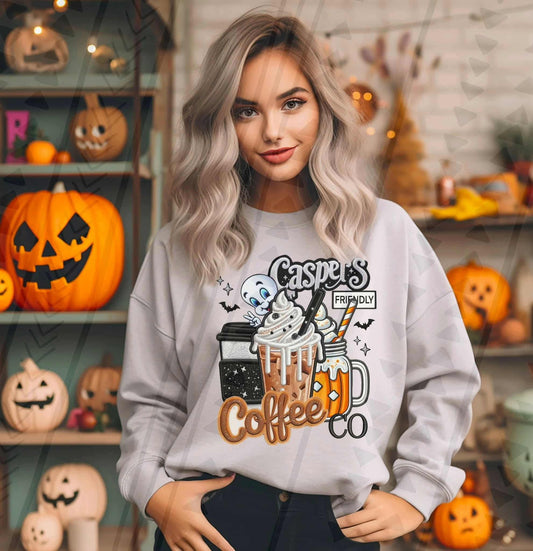 Friendly 👻 coffee co- DTF TRANSFER (Spooky & Sparkly Collab)