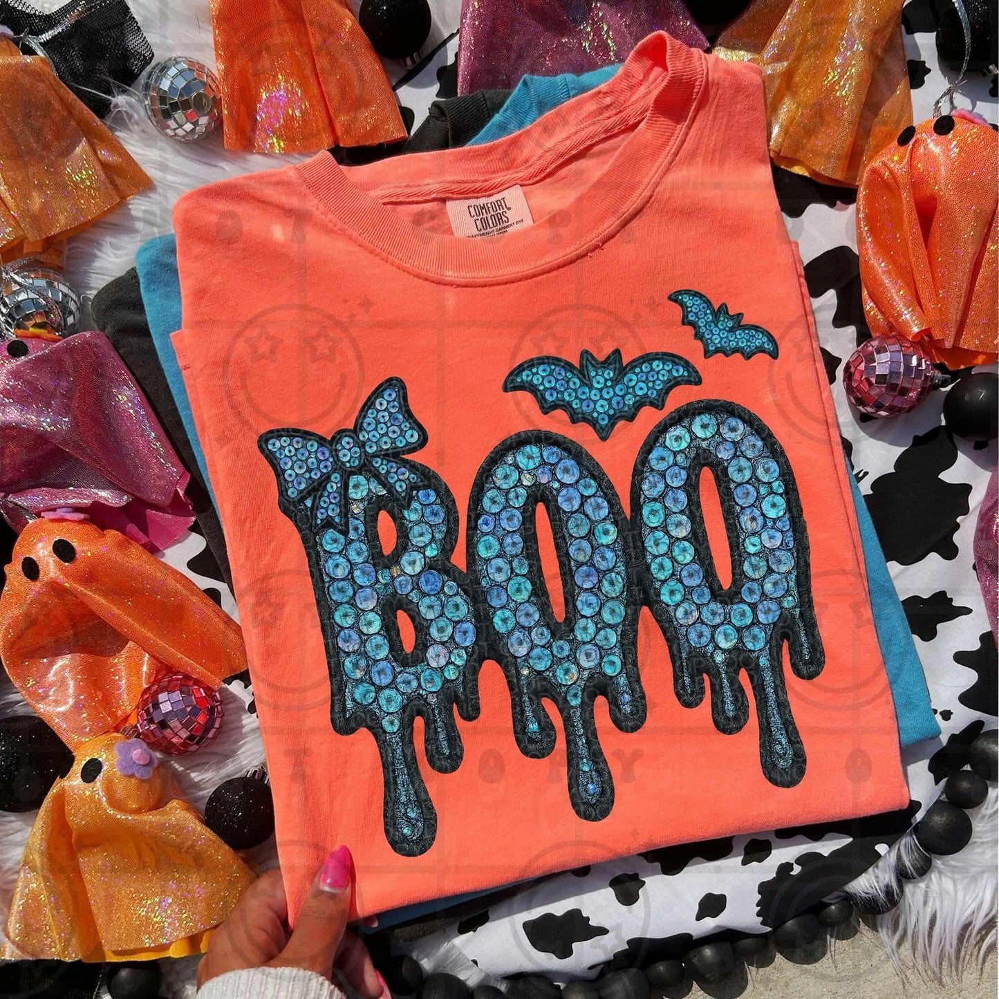 BOO (faux sequin)- DTF TRANSFER (Spooky & Sparkly Collab)