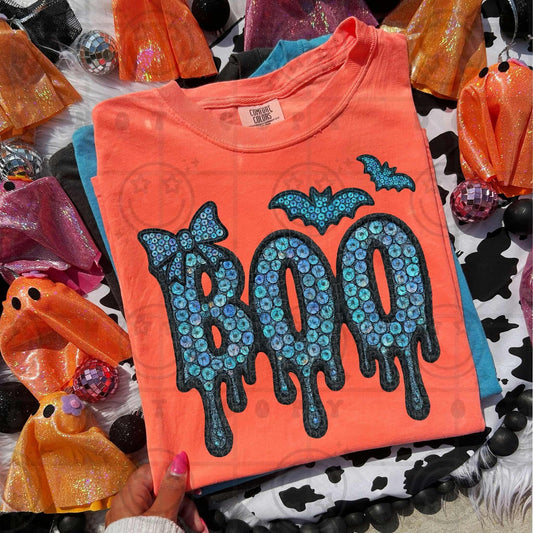 BOO (faux sequin)- DTF TRANSFER (Spooky & Sparkly Collab)