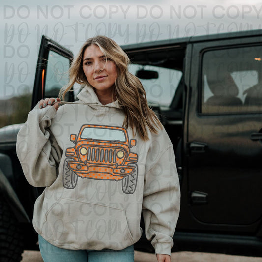 Orange Faux Lace J🛻- DTF TRANSFER (SSDa AUG25)