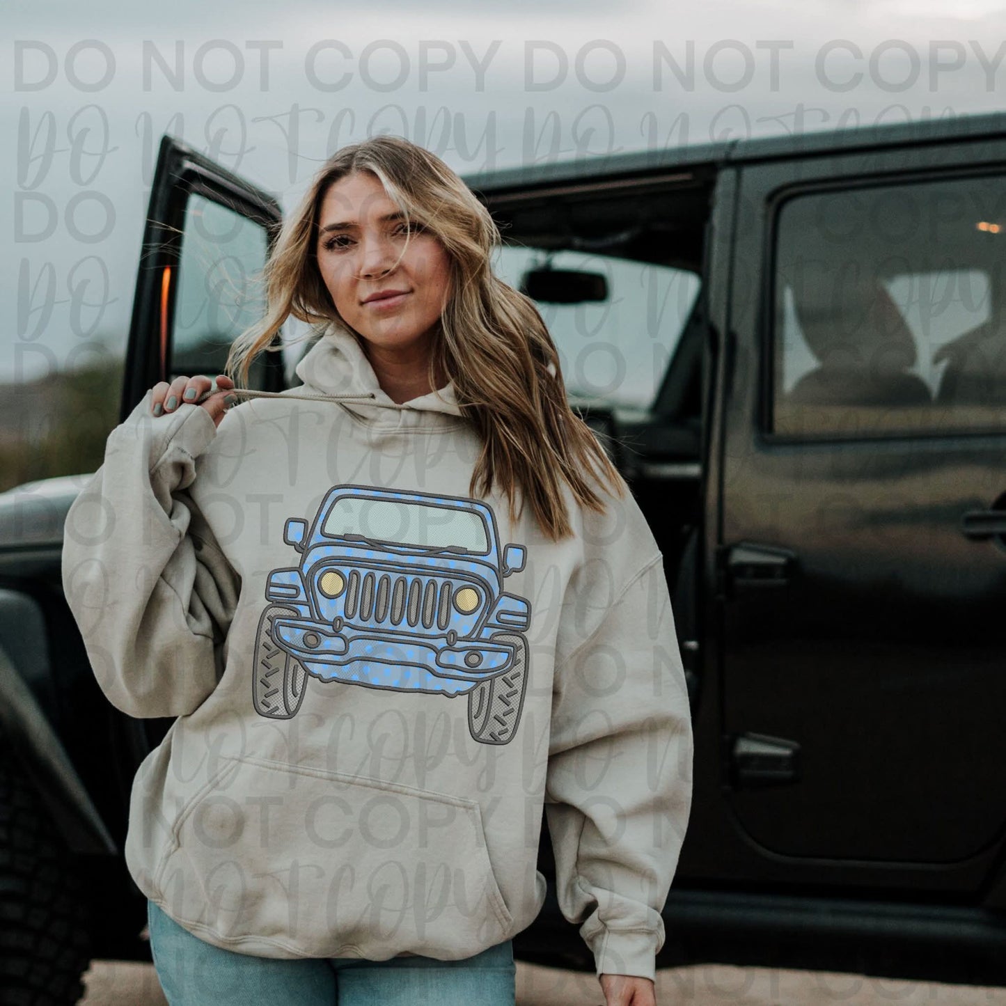 Light Blue Faux Lace J🛻- DTF TRANSFER (SSDa AUG25)