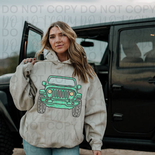 Mint Faux Lace J🛻- DTF TRANSFER (SSDa AUG25)