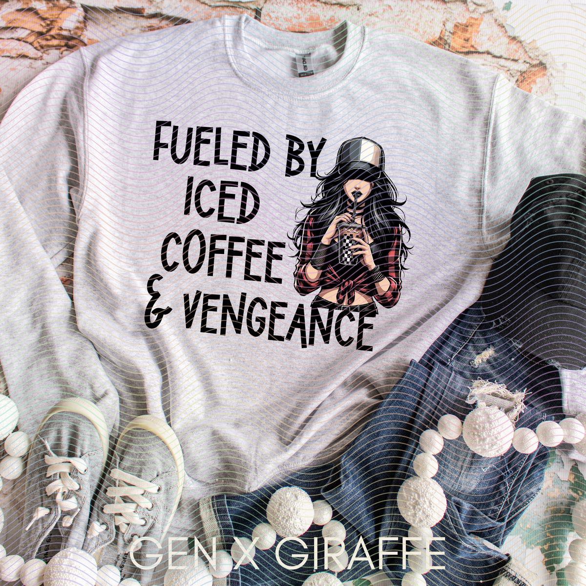Fueled by Iced Coffee & Vengeance-DTF TRANSFER (RIOTMAMA)