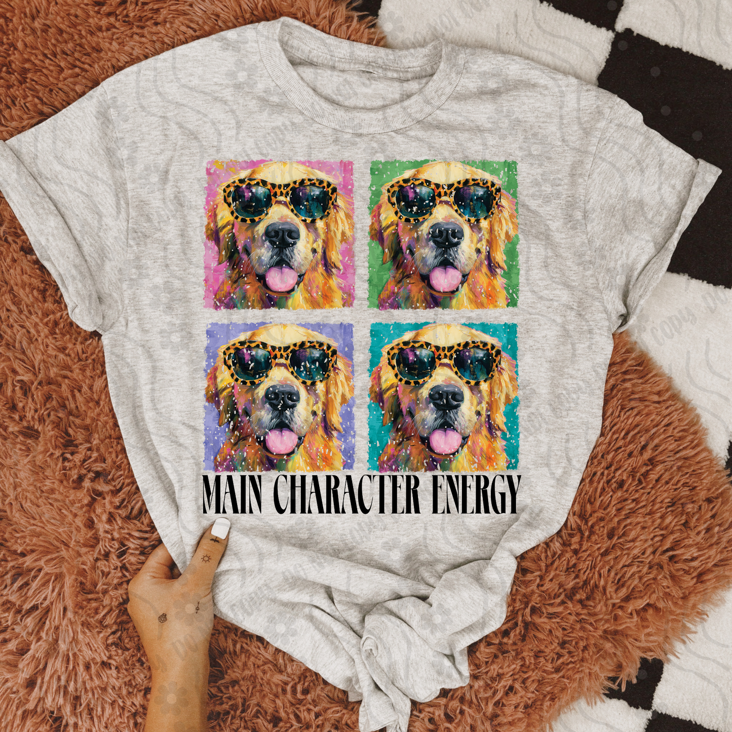 Golden retriever ; Main character energy - DTF TRANSFER (DX4)