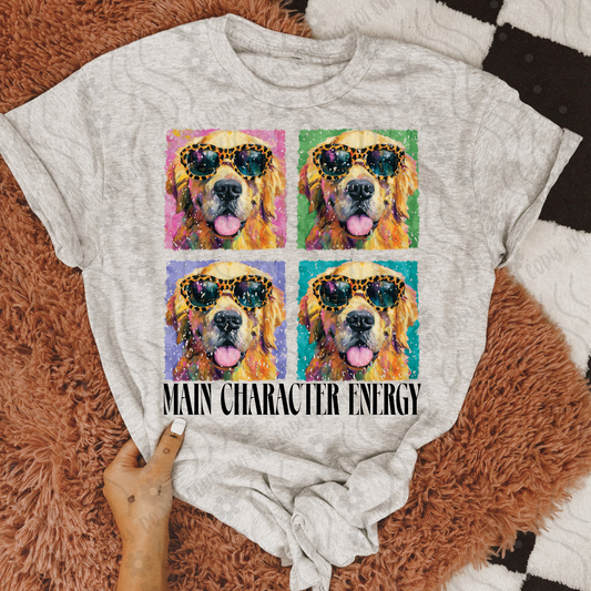 Golden retriever ; Main character energy - DTF TRANSFER (DX4)