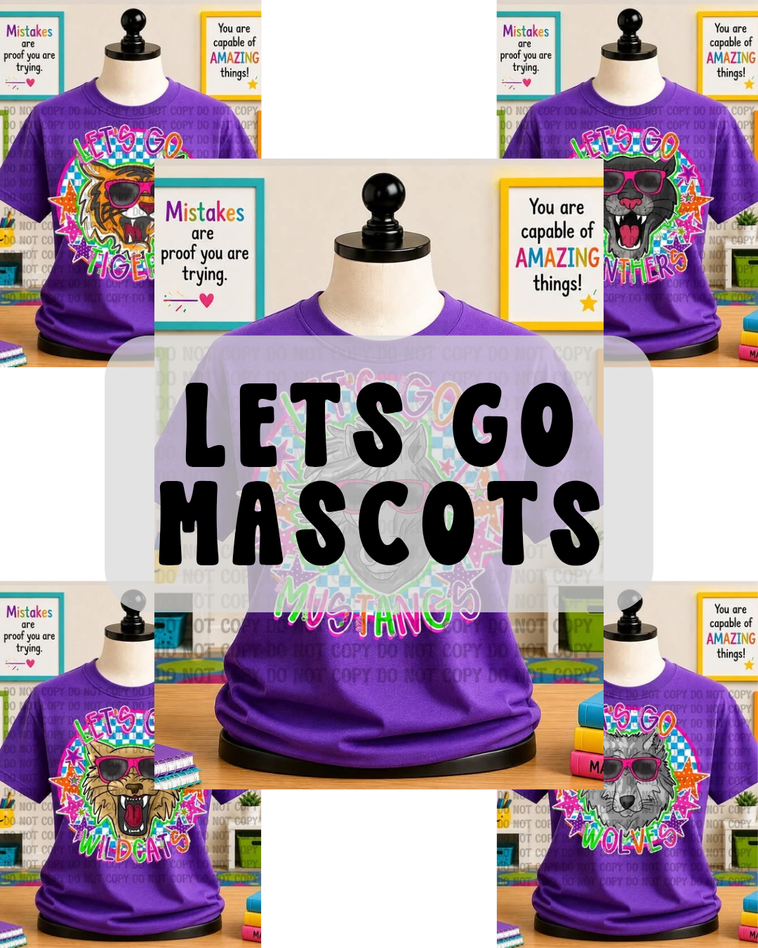 LETS GO mascots football (CHOOSE YOUR TEAM!) - DTF TRANSFER (BT)