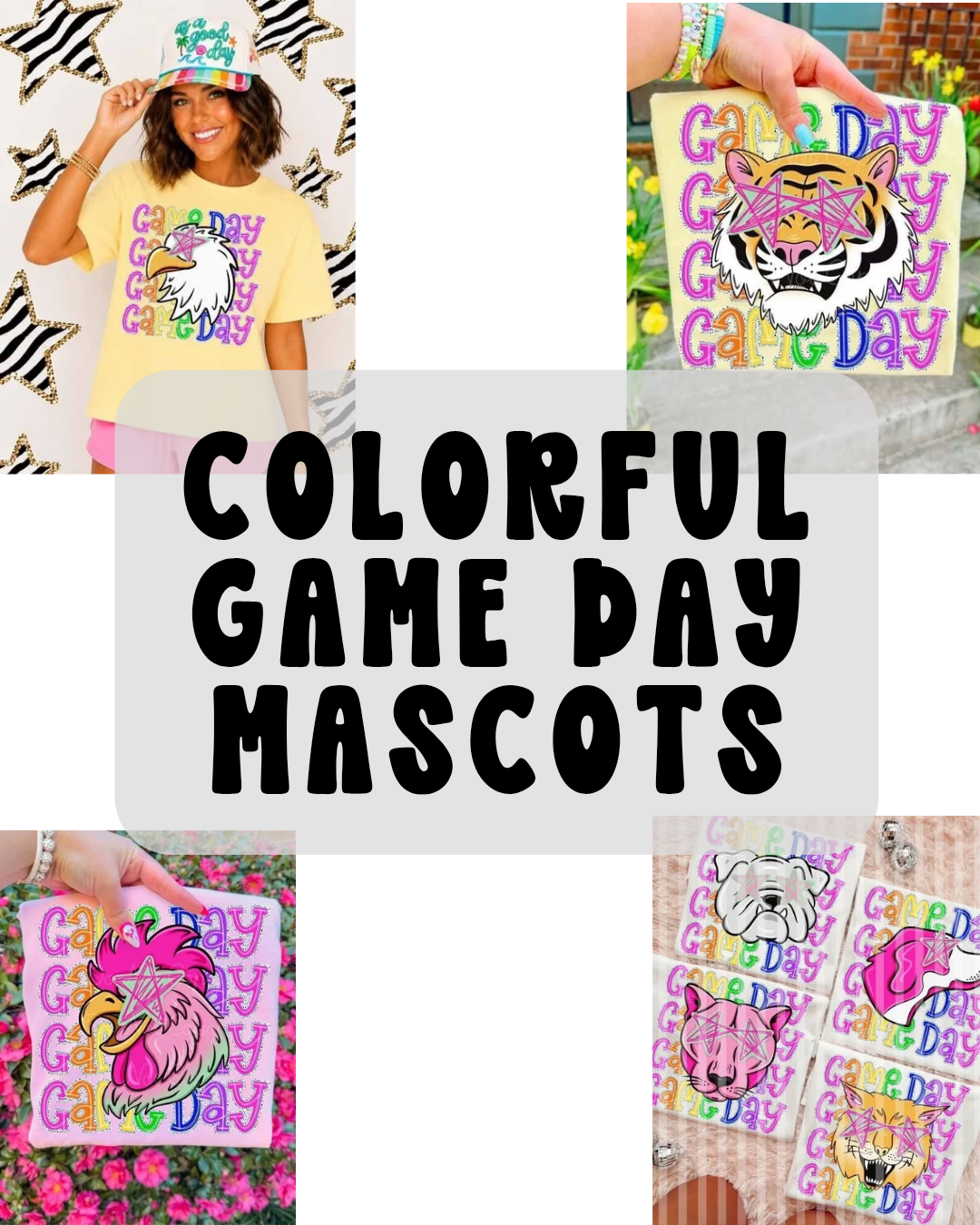 COLORFUL GAME DAY MASCOTS team spirit football (CHOOSE YOUR TEAM!) - DTF TRANSFER (CCD)