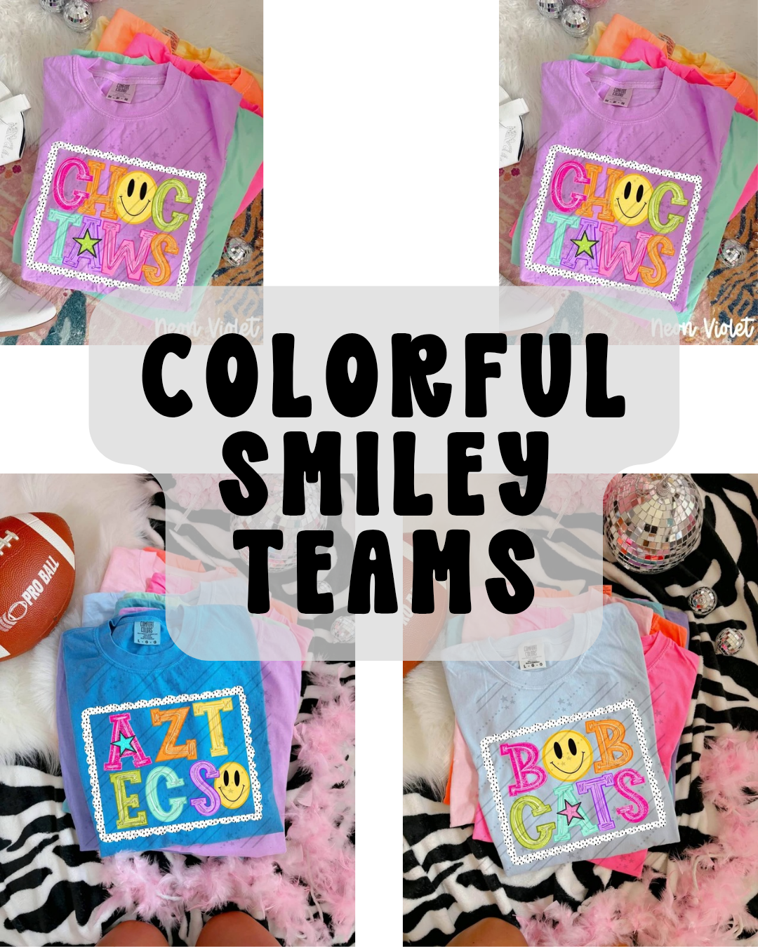 COLORFUL SMILEY FOOTBALL team spirit football (CHOOSE YOUR TEAM!) - DTF TRANSFER (CCD)