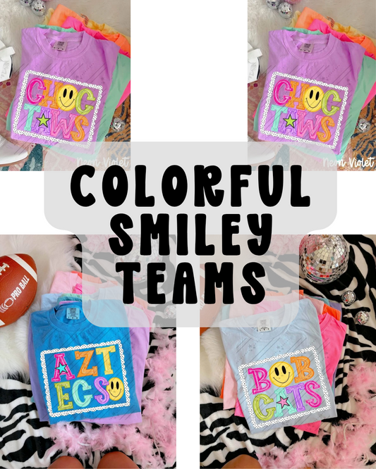 COLORFUL SMILEY FOOTBALL team spirit football (CHOOSE YOUR TEAM!) - DTF TRANSFER (CCD)