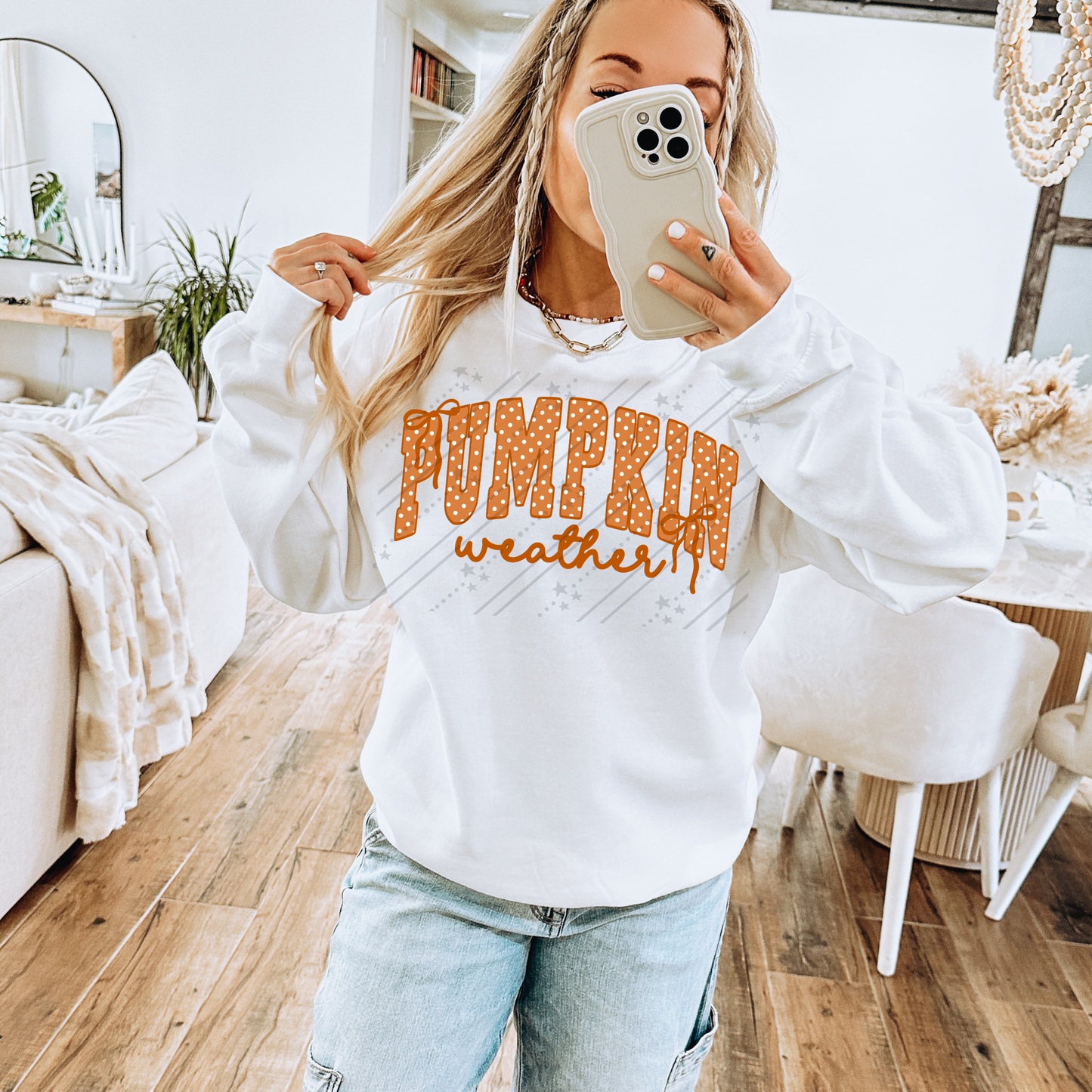 Pumpkin weather polka dots - DTF TRANSFER (CNC)