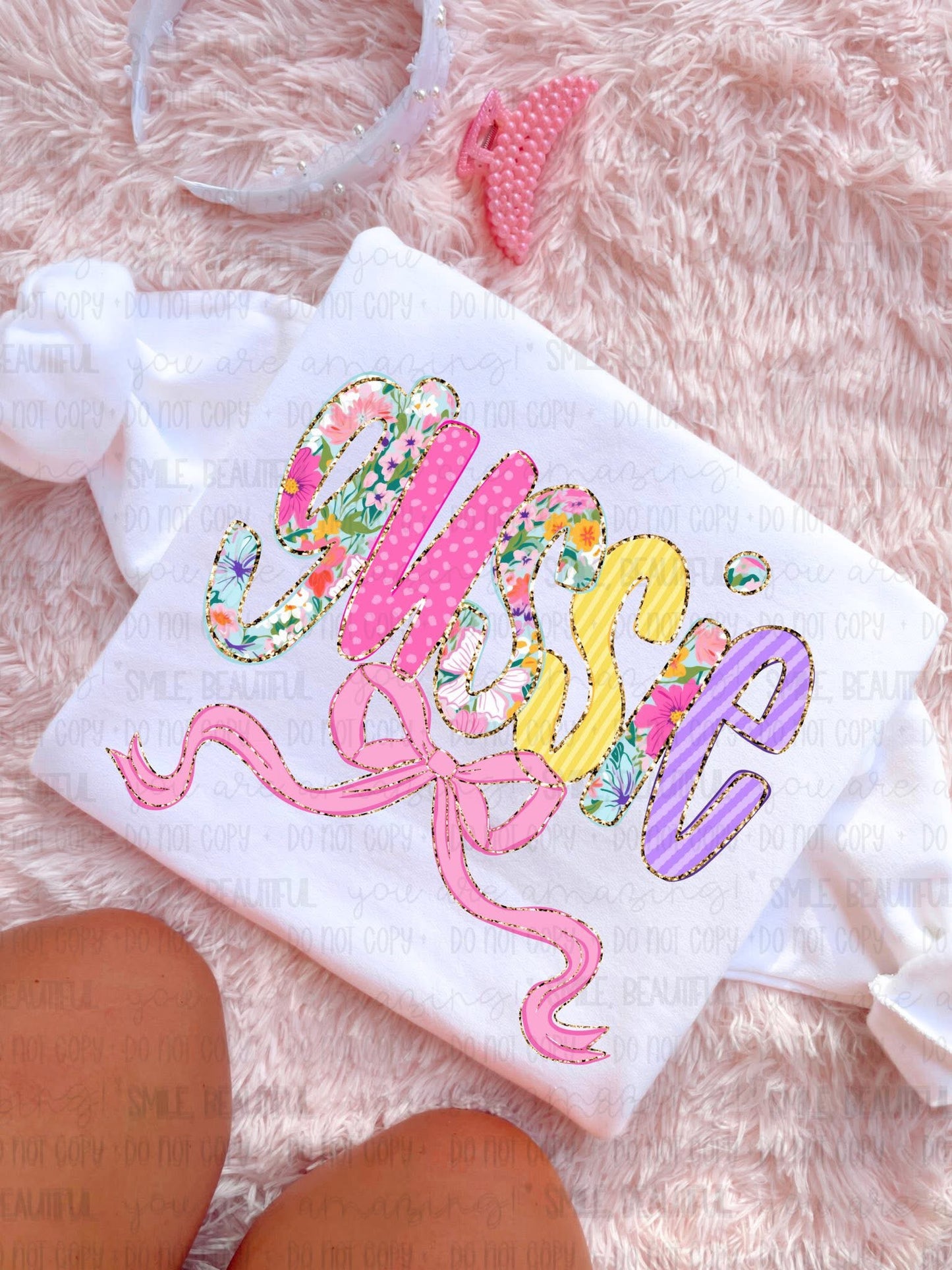 Gussie Floral bow coquette spring - DTF TRANSFER (CNC APR26)