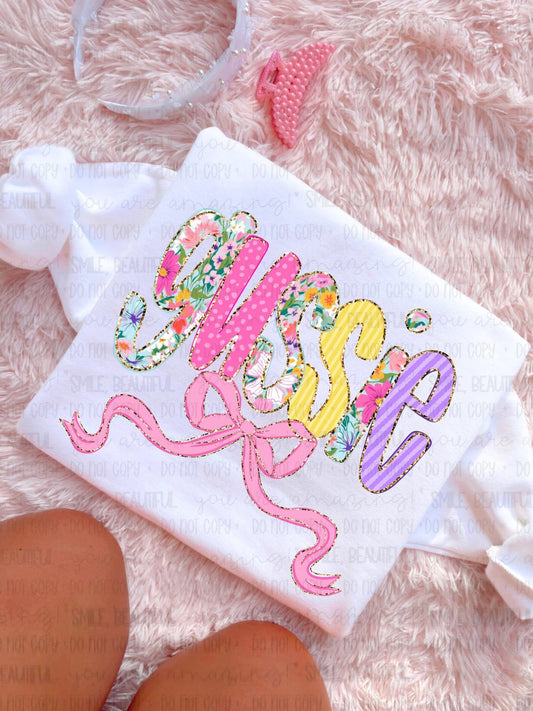 Gussie Floral bow coquette spring - DTF TRANSFER (CNC APR26)