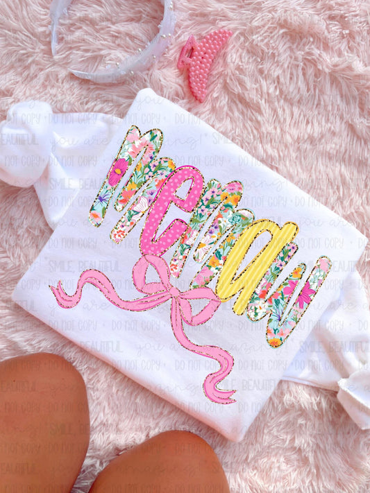 Memaw Floral bow coquette spring - DTF TRANSFER (CNC APR26)