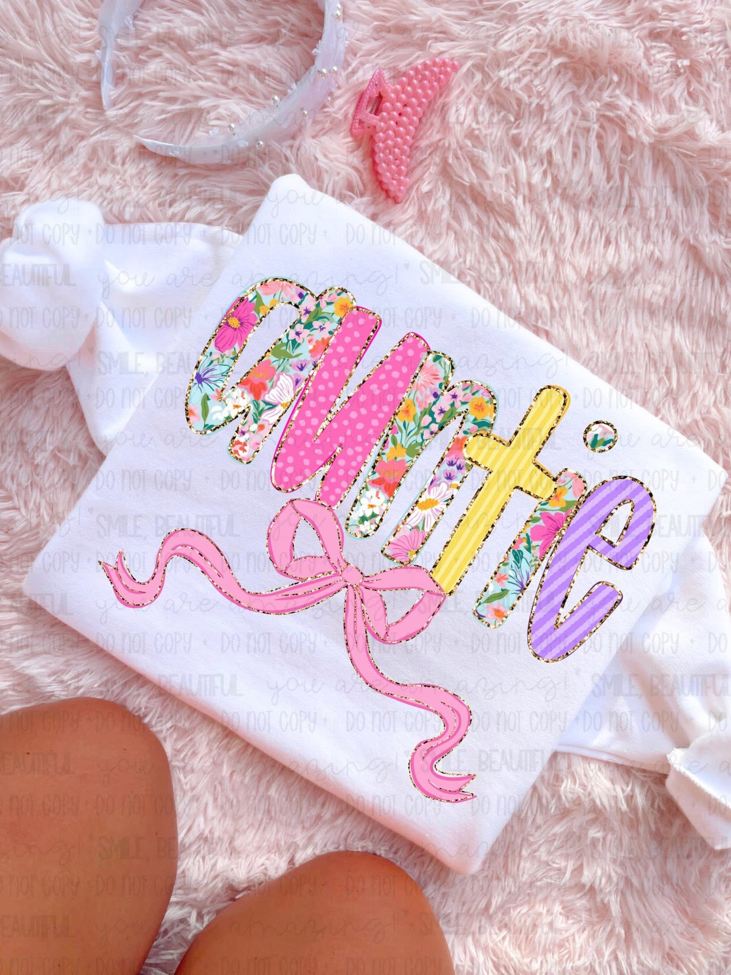 Auntie Floral bow coquette spring - DTF TRANSFER (CNC APR26)