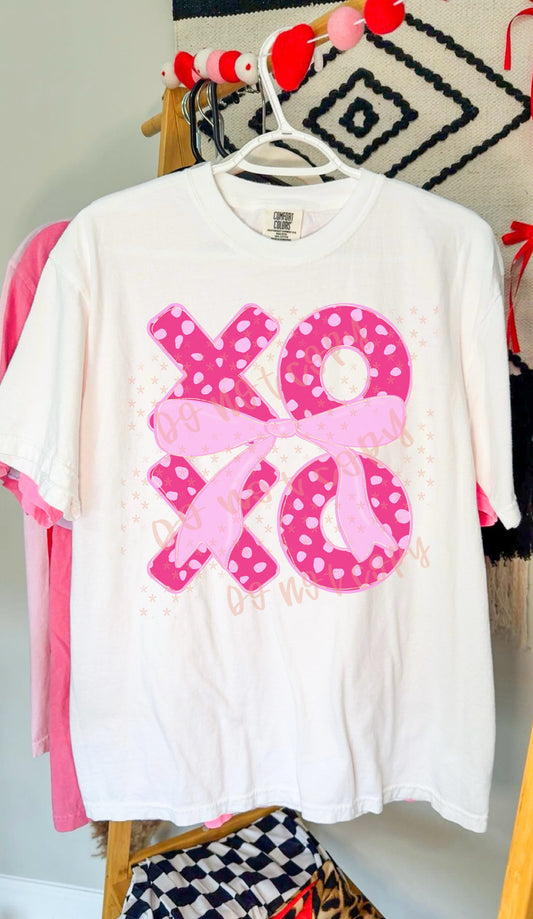 Xoxo bow pink polka dot - DTF TRANSFER (XOXO Epic Valentine's Collab SYM PD X PVC)