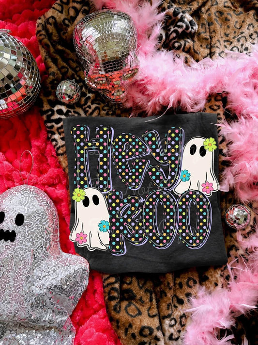 Hey boo ghosts polka dots - DTF TRANSFER (CNC)