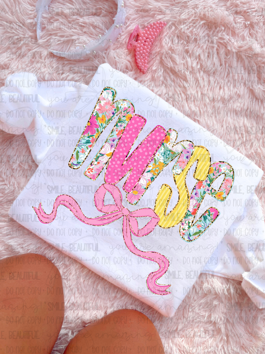 Nurse Floral bow coquette spring - DTF TRANSFER (CNC APR26)