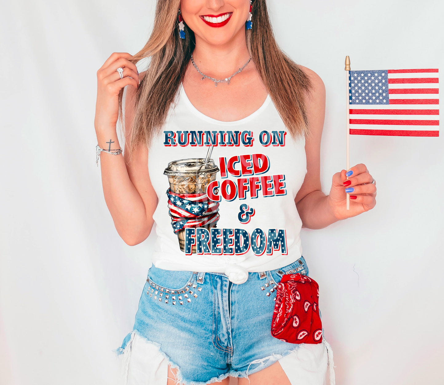 Running on iced coffee and freedom - DTF TRANSFER (DDV)
