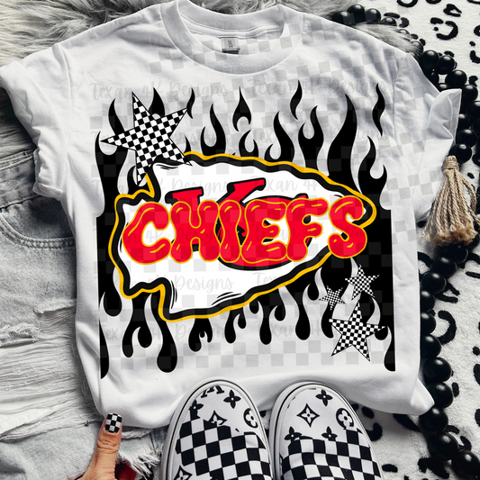 Chiefs ; flame drip - DTF TRANSFER (T4KD)