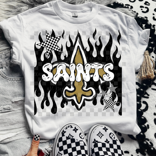 Saints ; flame drip - DTF TRANSFER (T4KD)