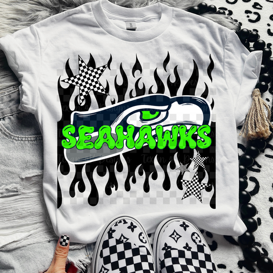Seahawks ; flame drip - DTF TRANSFER (T4KD)