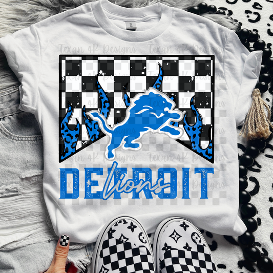 Lions checkered - DTF TRANSFER (T4KD)