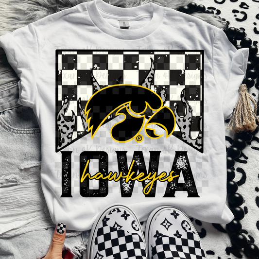 Iowa Hawkeyes checkered - DTF TRANSFER (T4KD)