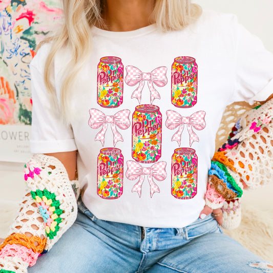 Dr floral drinks bows coquette grid - DTF TRANSFER (MMDD F25)