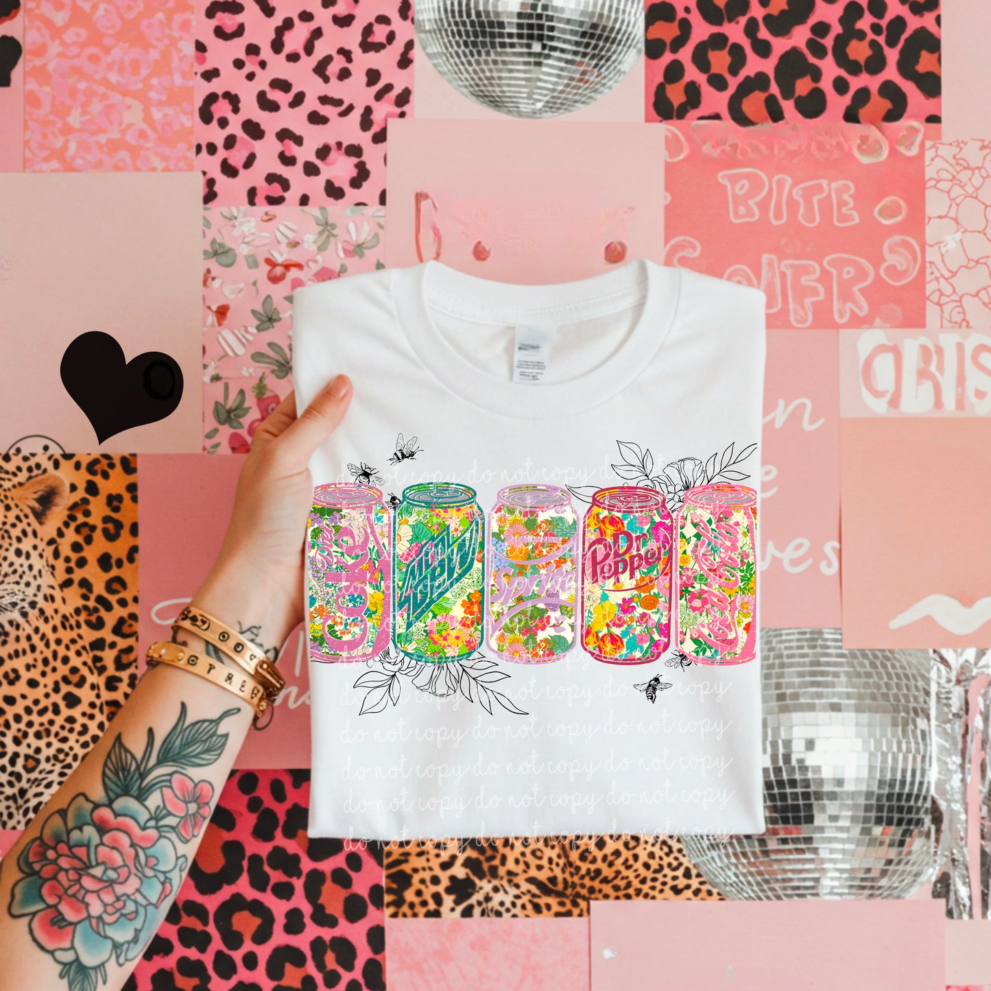 All drinks floral drinks bows coquette grid - DTF TRANSFER (MMDD F25)