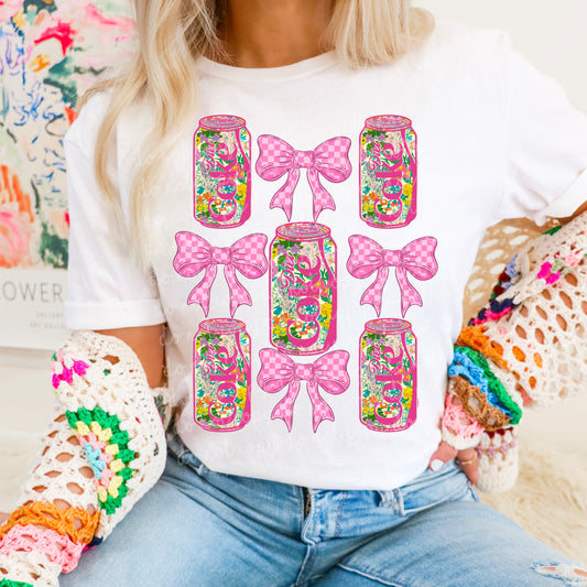 DC pink floral drinks bows coquette grid - DTF TRANSFER (MMDD F25)