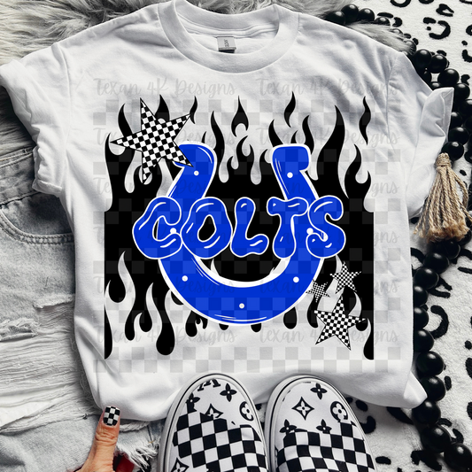 Colts ; flame drip - DTF TRANSFER (T4KD)