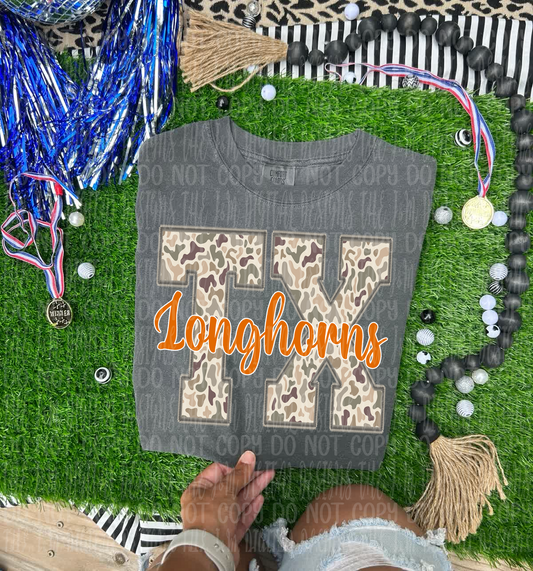 Tx Longhorns duck camo - DTF TRANSFER (JMD)