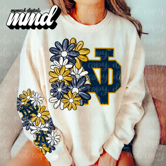 Navy gold - DTF TRANSFER (floral letters & skellies & sleeves MMD)