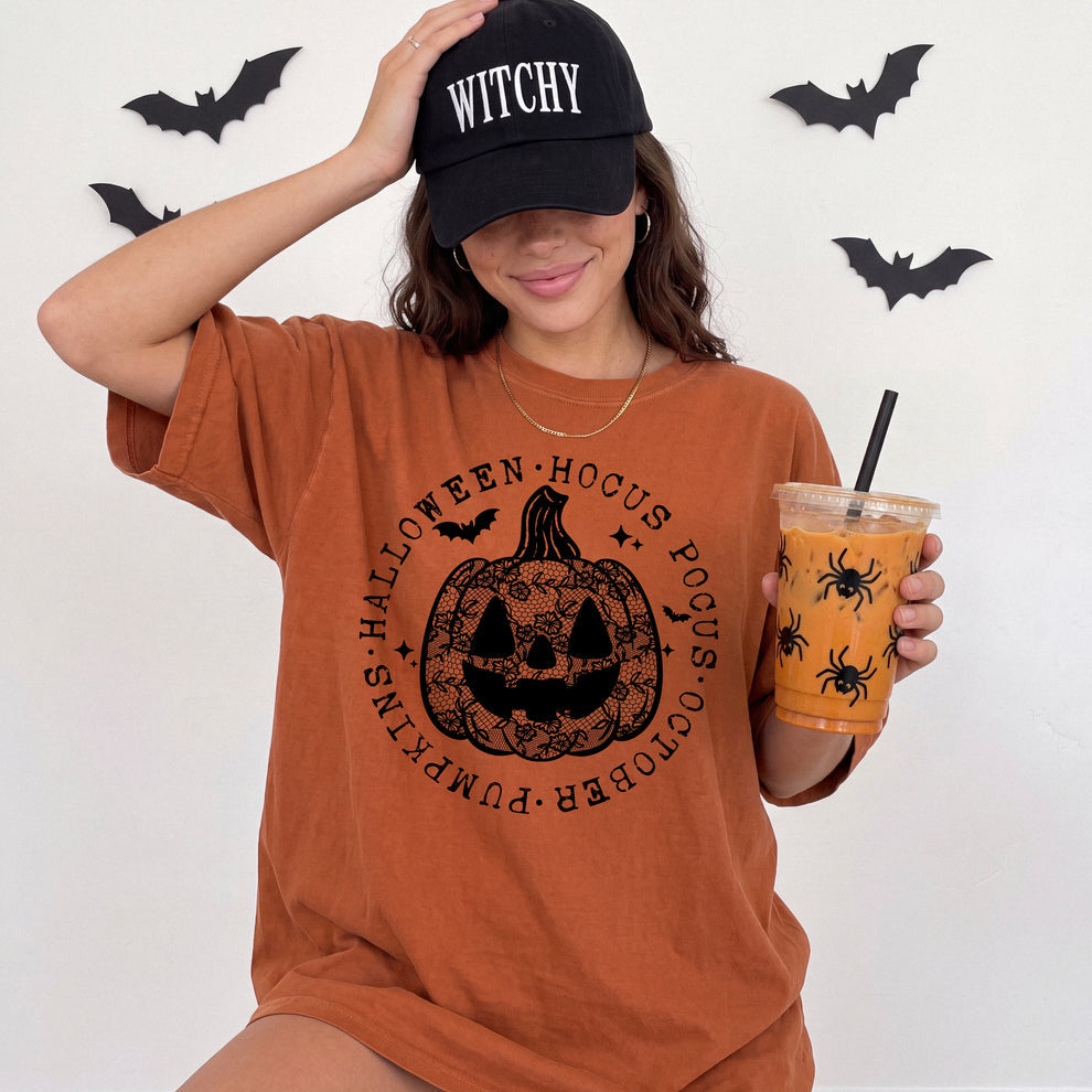 Black lace pumpkin - DTF TRANSFER (CSC)