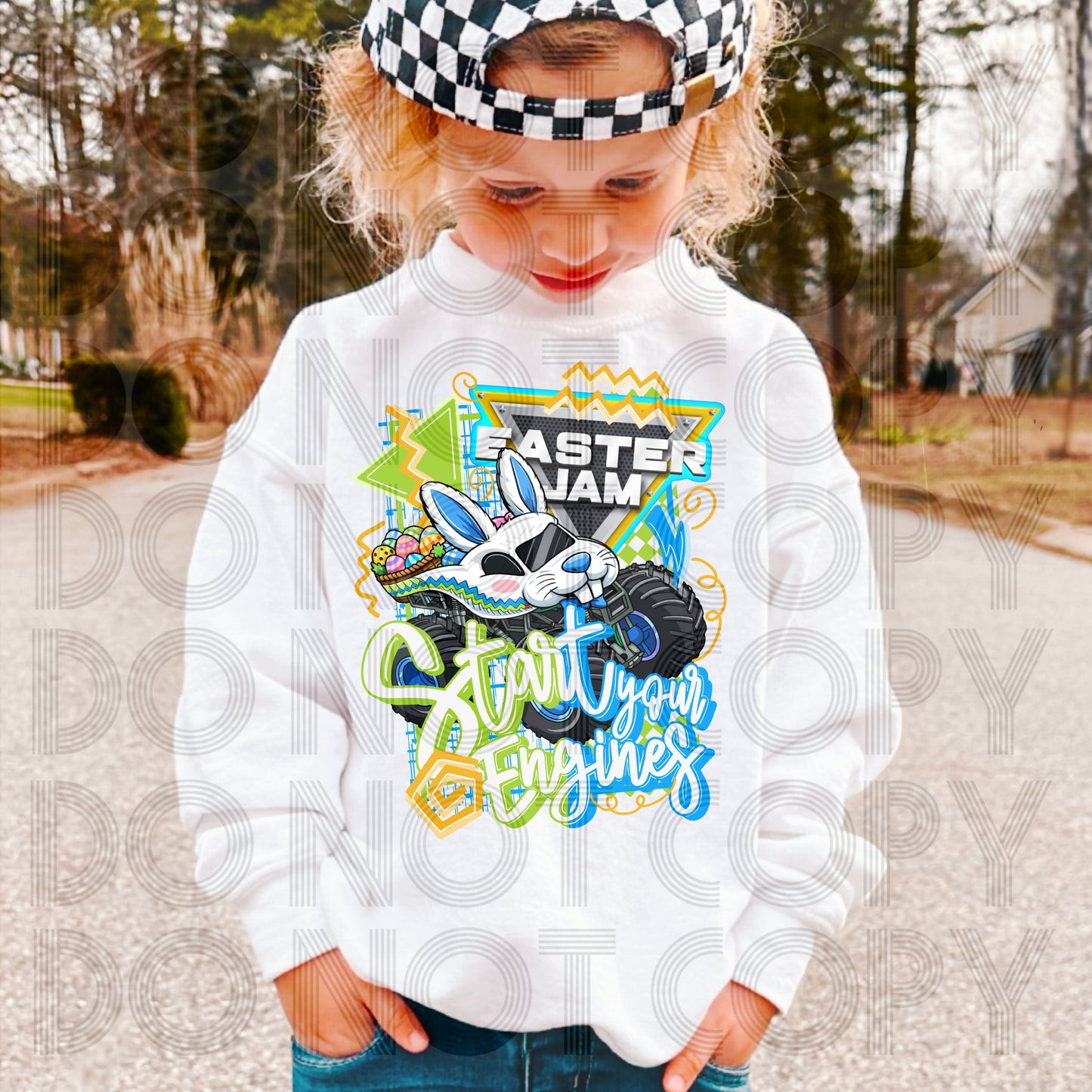 Easter Jam start your engines boy MJ trucks - DTF TRANSFER (Eggstravaganza multi designer collab)