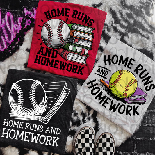 Home runs and homework softball or baseball - DTF TRANSFER (SSDa)