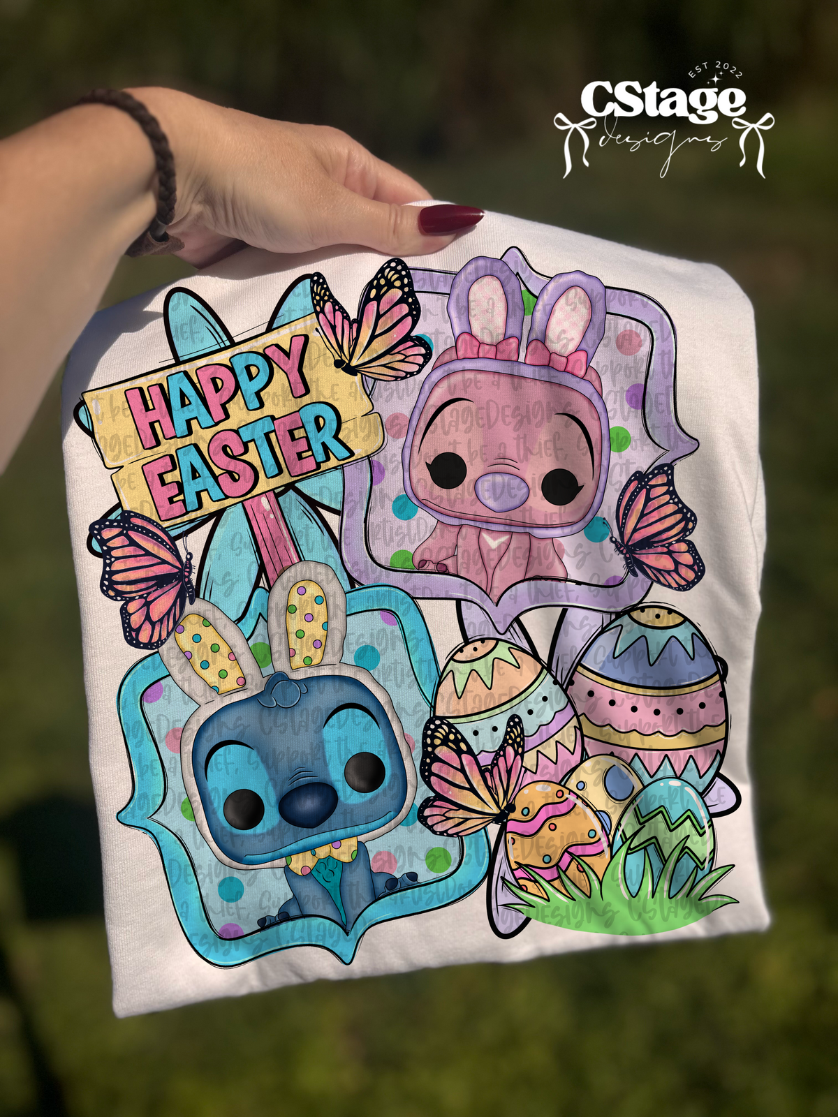 Happy Easter blue monster - DTF TRANSFER (Eggstravaganza multi designer collab)