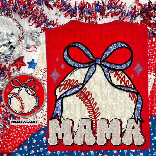 Baseball Mama bow lace coquette - DTF TRANSFER (SSDa)