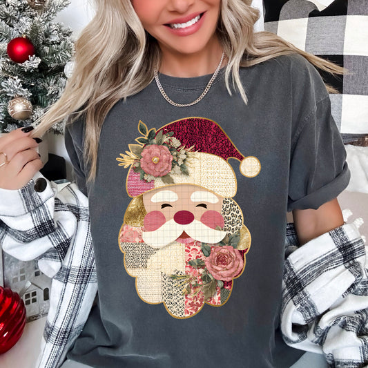 Patchwork Santa - (DTF TRANSFER) PHDC