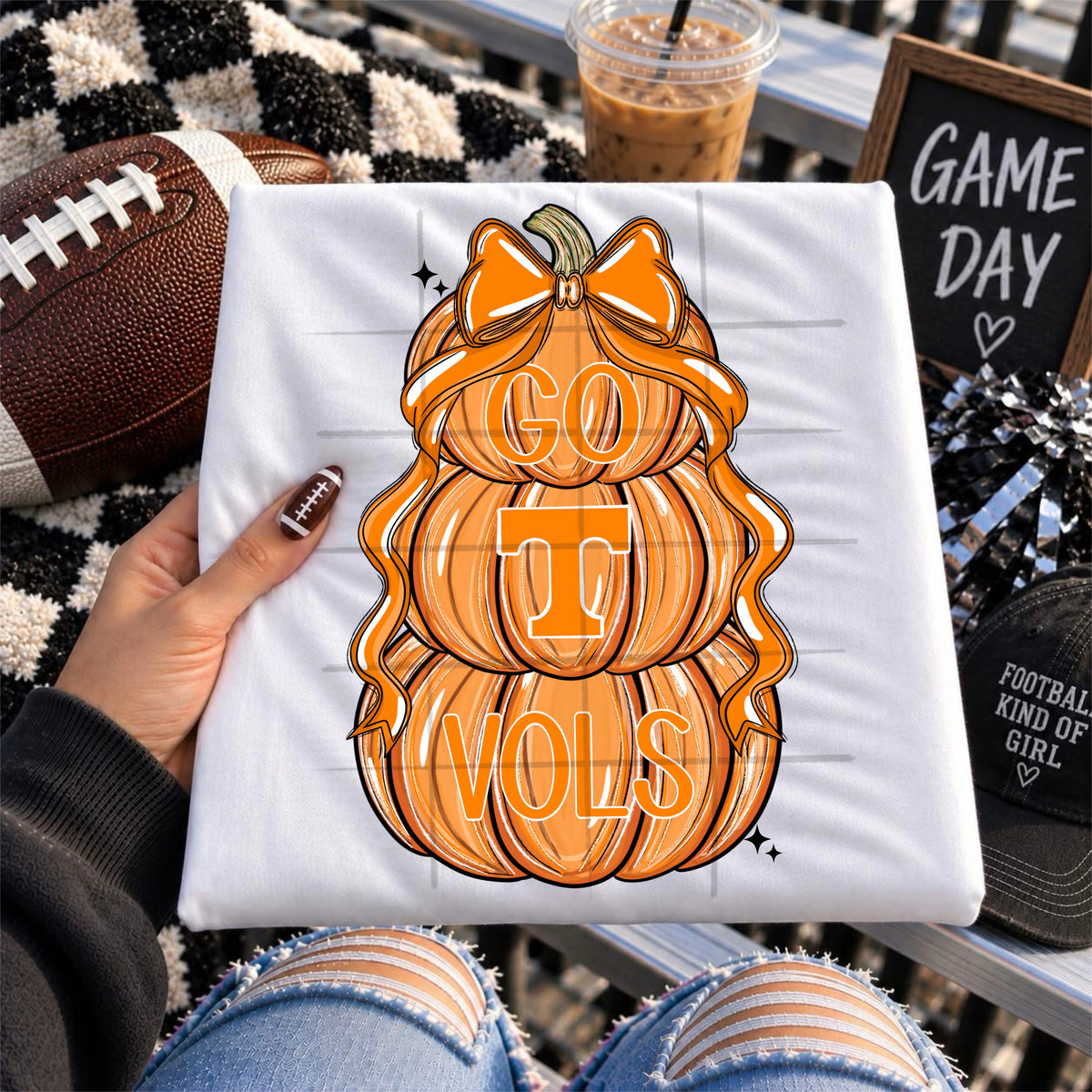 LONGHORNS football pumpkins bow - DTF TRANSFER (TDC)