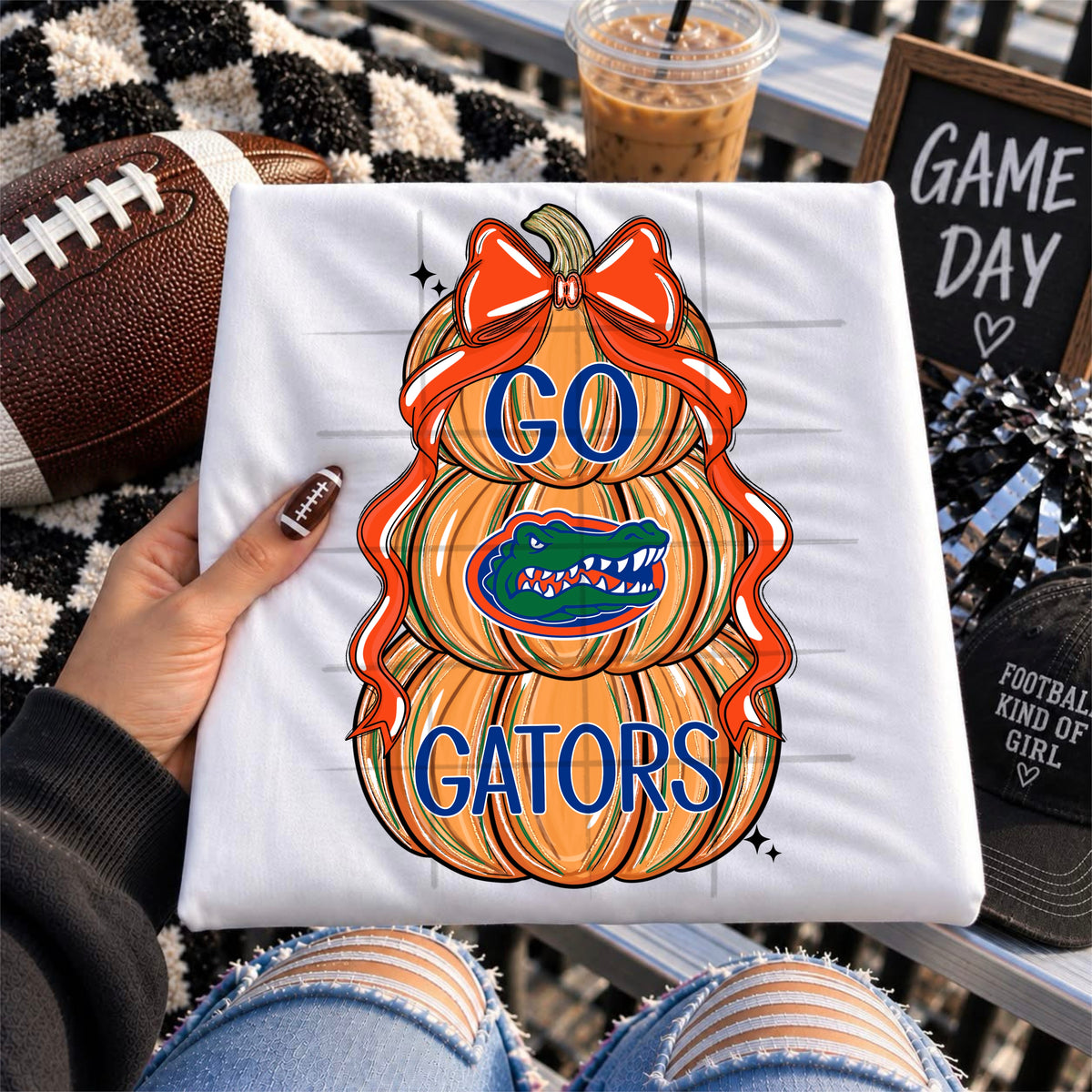 GATORS football pumpkins bow - DTF TRANSFER (TDC)