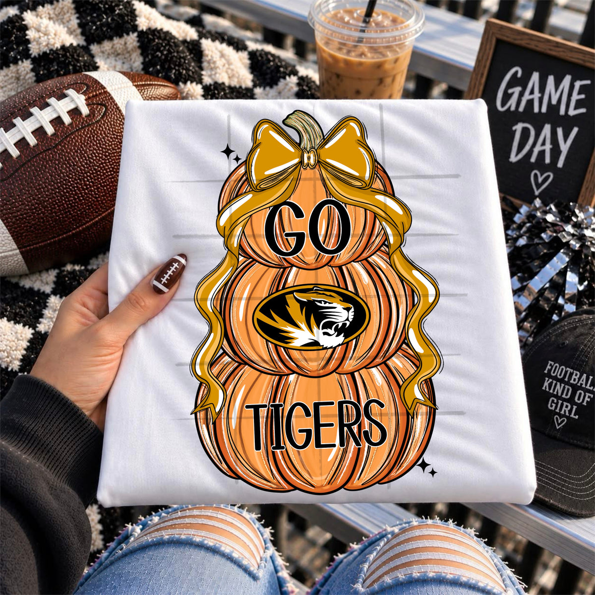 MIZZOU TIGERS football pumpkins bow - DTF TRANSFER (TDC)