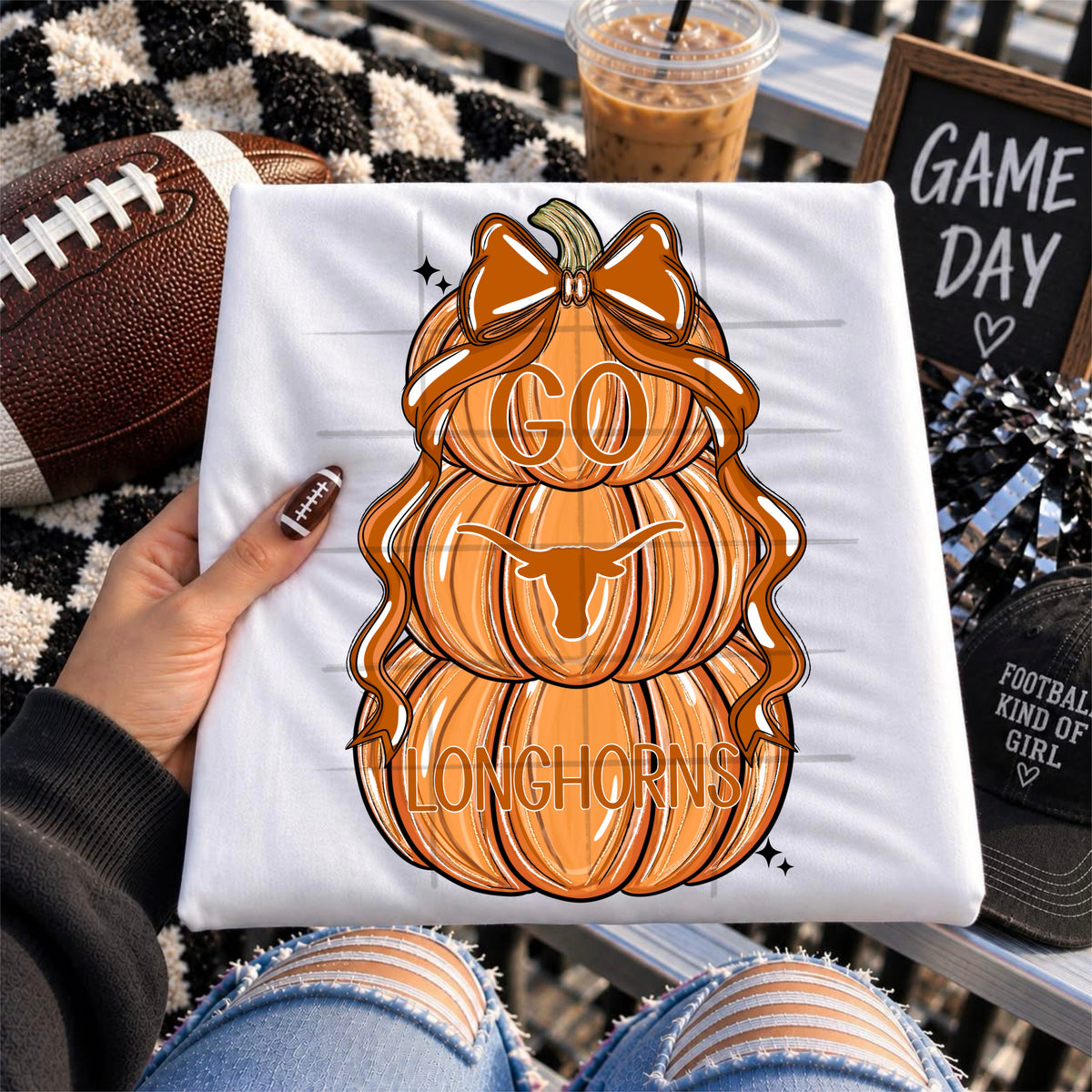 VOLS football pumpkins bow - DTF TRANSFER (TDC)
