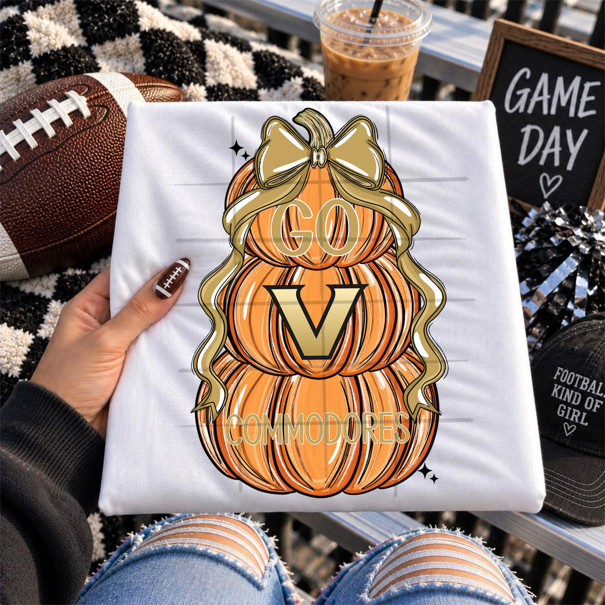 COMMODORES football pumpkins bow - DTF TRANSFER (TDC)