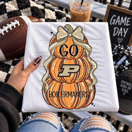 BOILERMAKERS football pumpkins bow - DTF TRANSFER (TDC)